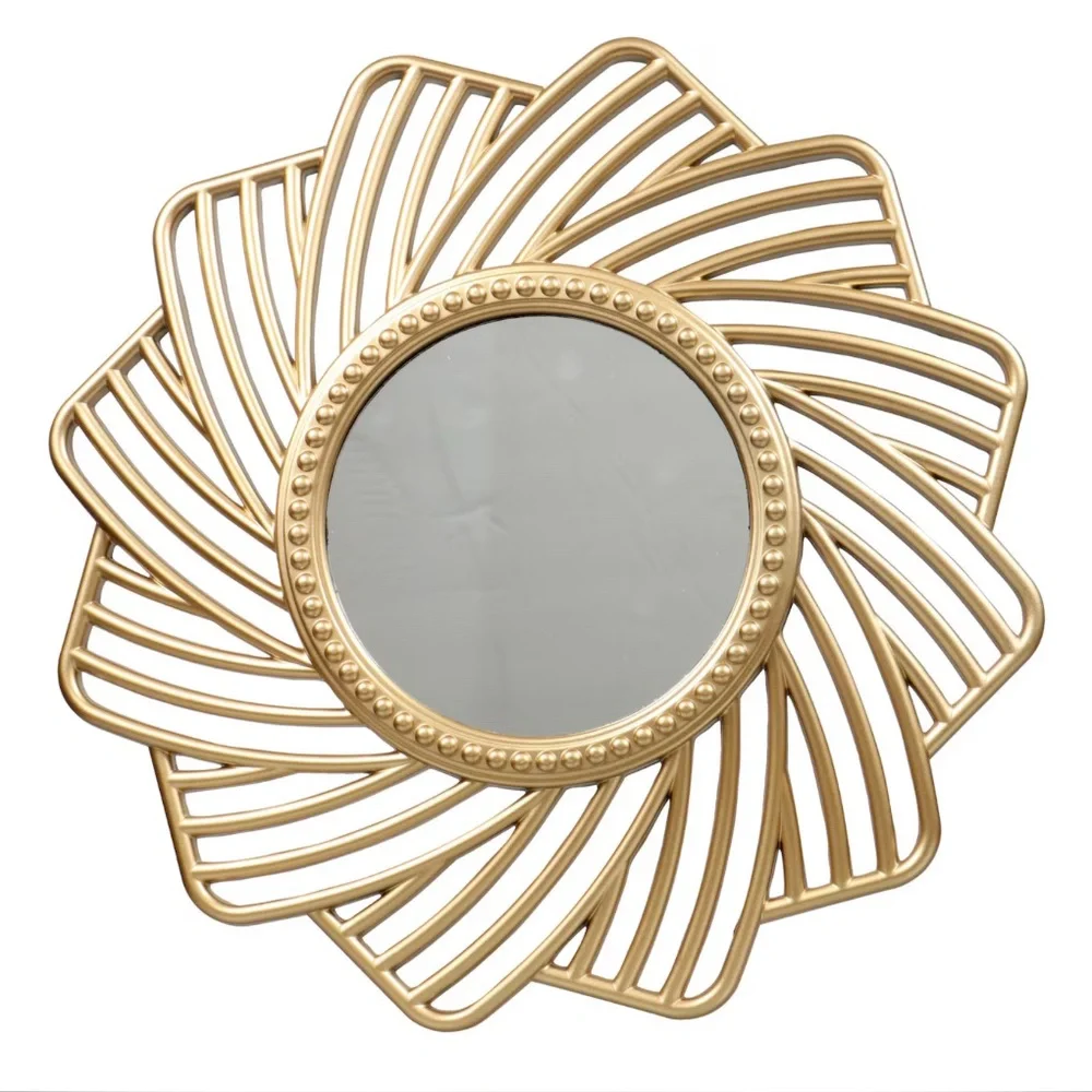 Gold Decorative Wall Mirrors 9.75” x 9.75” Set of 3 - Picture 2 of 6